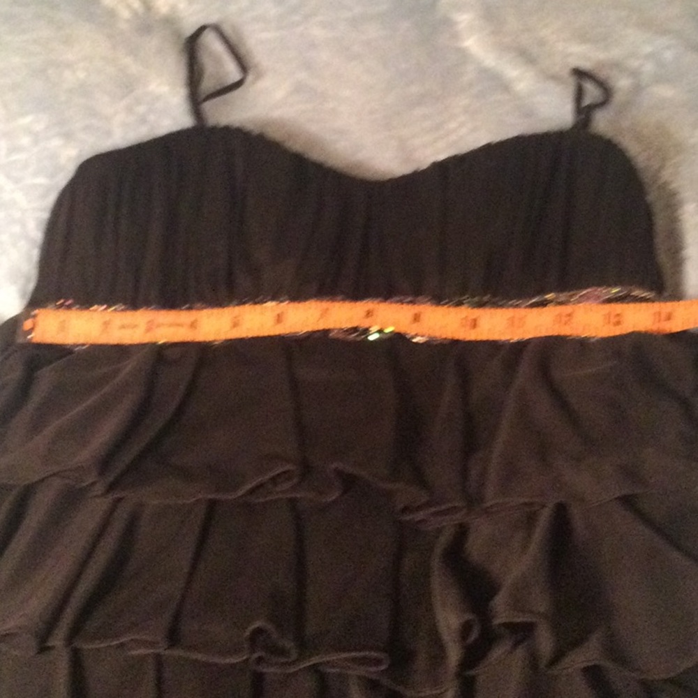 Cute black layered ruffle midi dress with sparkle sequins by Connected Apparel - Picture 8 of 13